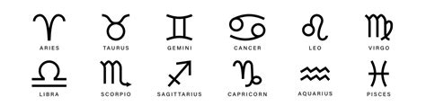 Zodiac signs set. Leo and taurus constellations black symbols with ...