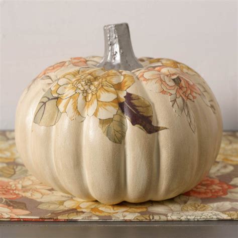 Pumpkin Decoupage with Fabric | Fall pumpkin crafts, Fall halloween crafts, Decoupage pumpkins