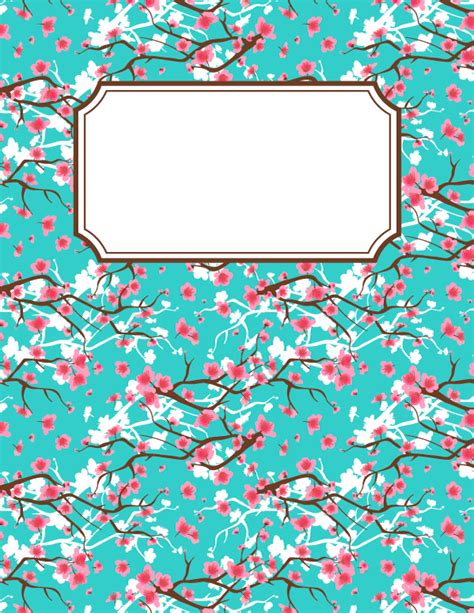 Free printable cherry blossom binder cover template. Download the cover ...