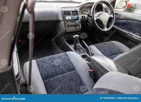 Interior View of a Japanese-made Car Toyota Carina 2000 Year Release in Gray with View To the ...