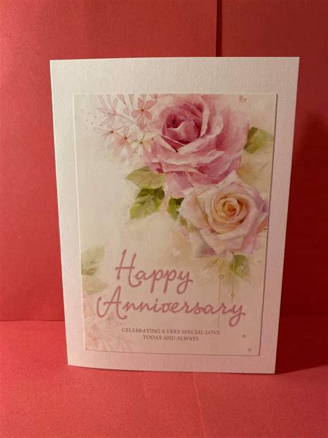 Happy Anniversary Card. Flowers Theme. Handmade. 7 x 5. | Etsy