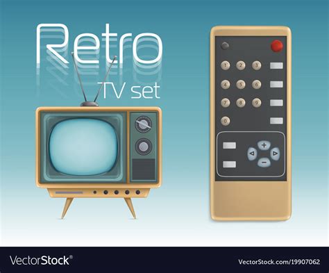 Retro tv set and remote control Royalty Free Vector Image