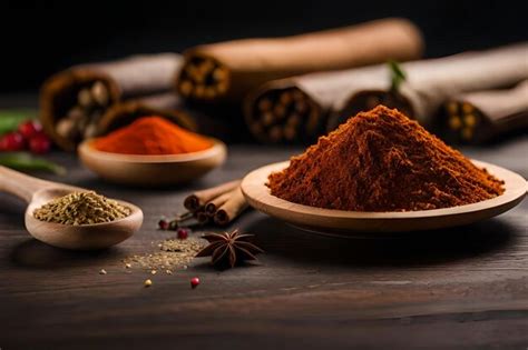 Premium AI Image | A selection of spices including tea, tea, and spices.