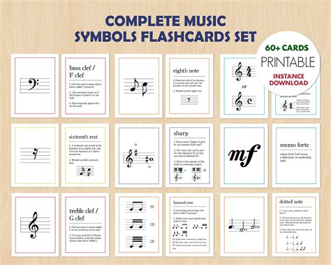 Music Symbols Flashcards Printable Set Music Theory - Etsy Australia