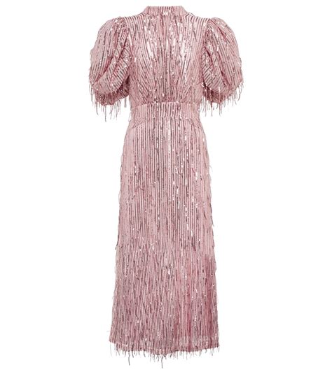 ROTATE BIRGER CHRISTENSEN Sequined Puff-sleeve Midi Dress in Pink | Lyst