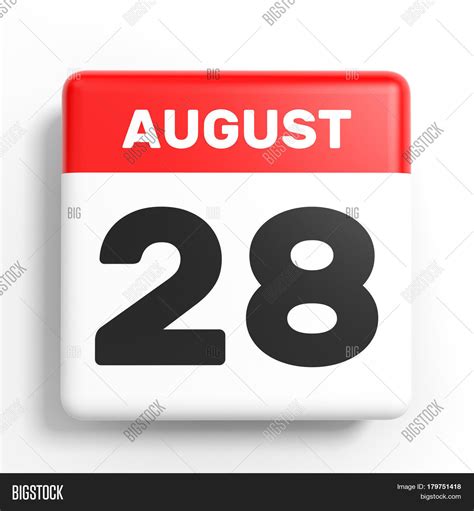 August 28. Calendar On White Image & Photo | Bigstock