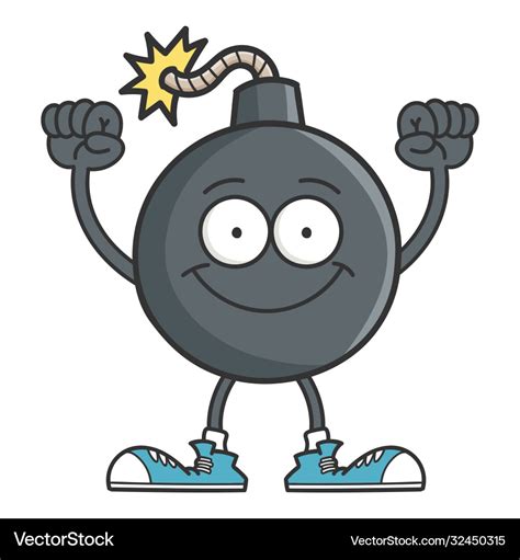 Happy smiling bomb cartoon character Royalty Free Vector