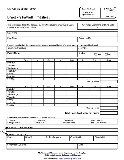 Biweekly Payroll Timesheet Template - PDFSimpli