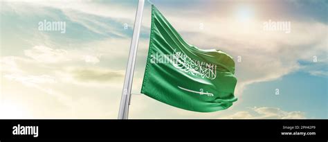 Saudi Arabia national flag waving Stock Photo - Alamy