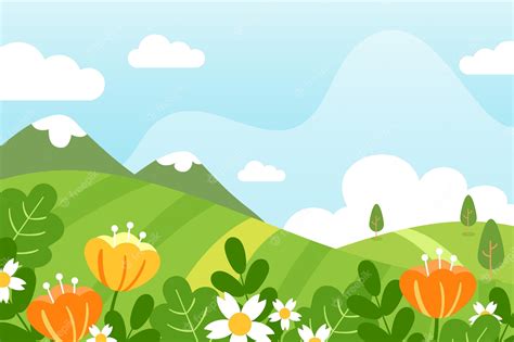 Premium Vector | Hand drawn spring landscape