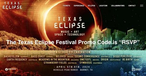 Texas Eclipse Festival Promo Code - "RSVP" - EIN Presswire