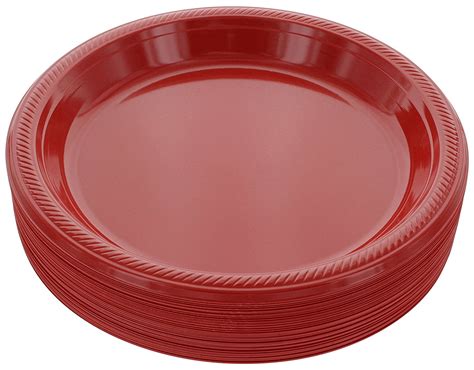 Amcrate Red Disposable Plastic Party Plates 10.4' - Ideal for Weddings ...