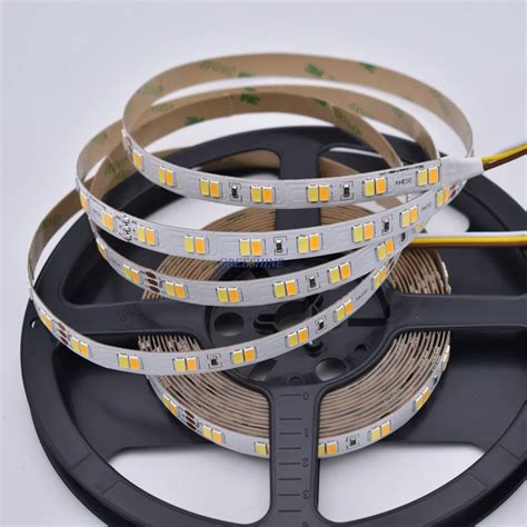 33W Dimmable Dual Color LED strip 5630 color temperature adjustable DC24V 112LED/m CCT flexible ...