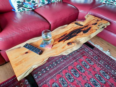 Live Edge Coffee Table Black Epoxy Resin Table Yew - Etsy