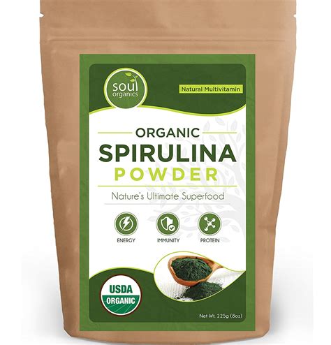 Organic Spirulina Powder Pure and Raw - Purest Green Algae Superfood, Supports Vitality and ...