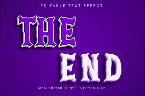 Premium Vector | The end editable text effect cartoon style