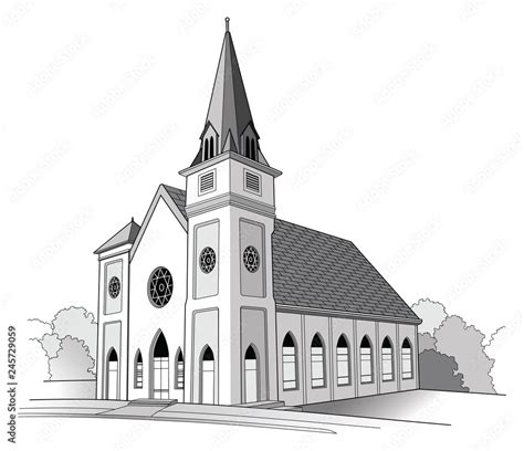 Church Line Drawing is a detailed illustration of a church.It has the ...