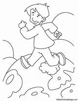 Boy running On Earth coloring Page sketch template