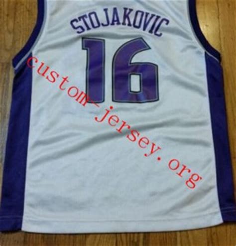 #16 Peja Stojakovic jersey white,purple colors