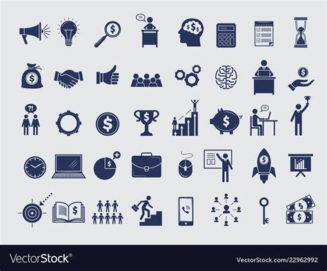 Business symbols collection diagram money Vector Image