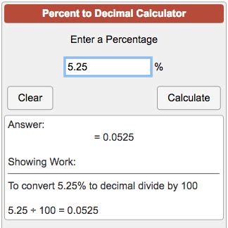 Percent to Decimal Calculator