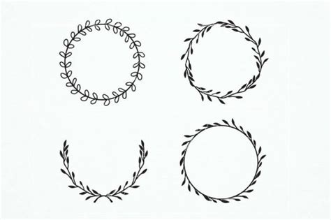 Laurel Wreath Svg, Branch Wreath Svg, Circle Frame Clipart By Pretty Meerkat TheHungryJPEG ...