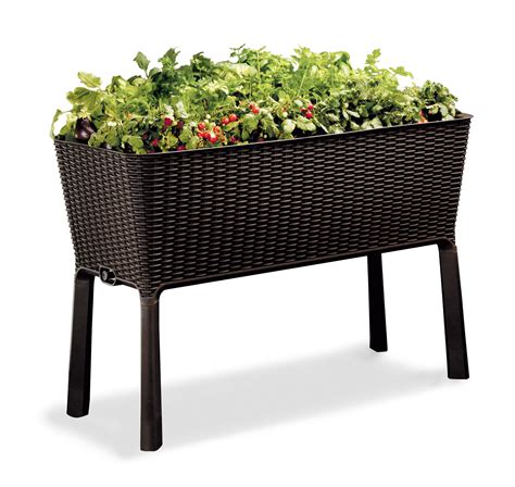 Keter Resin Elevated Garden, All Weather, Self-Watering Plastic Planter ...