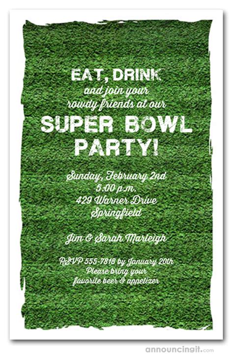 Football Turf Super Bowl Party Invitations