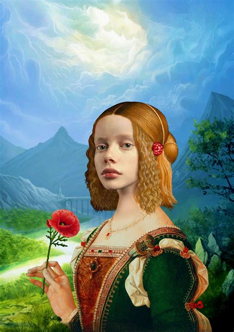 Girl With Poppy Portret, Digital Arts by Radiy Bohem | Artmajeur