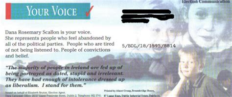 ‘Dana’ Rosemary Scallon – 1997 Presidential Election Leaflet | Irish Election Literature