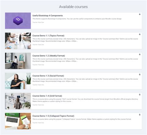 Moodle Theme Maker for Moodle: New course list layout styles for your Moodle site’s frontpage ...