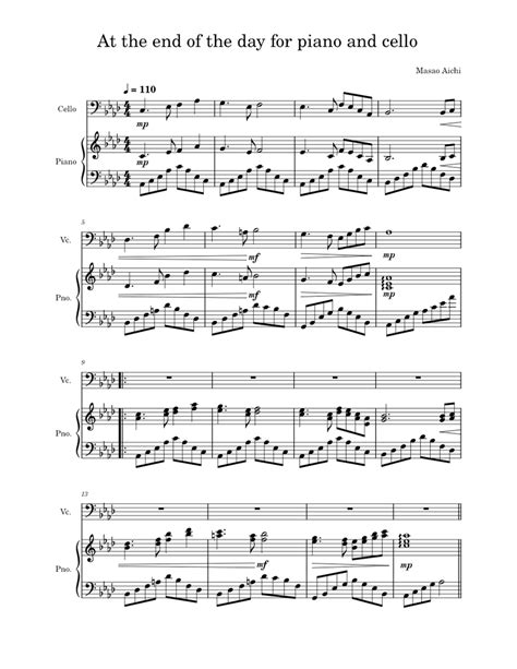 At the end of the day for piano and cello Sheet music for Piano, Cello (Solo) | Musescore.com