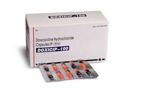 Doxicip-100 Doxycycline Hydrochloride 100mg Capsules, Tablet ...