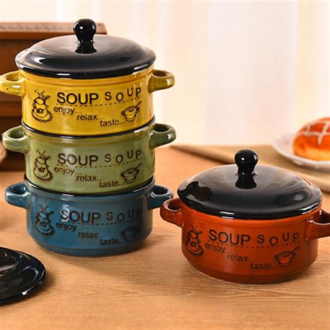 Fashion Heat Resistant 5 inch Korean Soup Ceramic Bowls With Lids, Bowls 001-in Bowls from Home ...