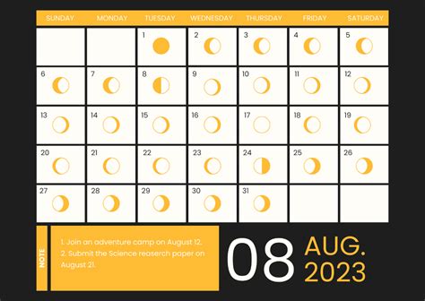 August 2023 Calendar Templates With Moon Phases - Edit Online & Download Example | Template.net