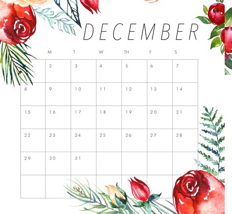 December Calendar Printable - Printable Word Searches