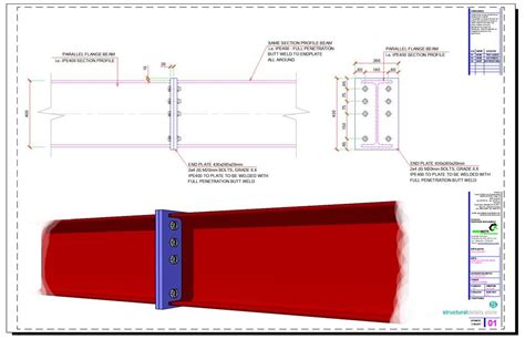 Beam to Beam Endplate Bolted Splice Connection Detail | Steel trusses, Steel beams, Beams