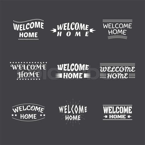 Welcome home design collection. Set of 9 labels, emblems, stickers or ...