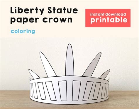 Statue of Liberty Paper Crown Coloring Printable Kids Craft - Etsy Canada