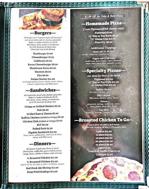 Menu at Gosnell's Packer Inn pub & bar, Prairie Farm