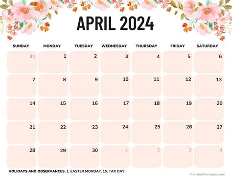 April 2024 Calendar With Easter Colors - Nov 2024 Calendar With Holidays