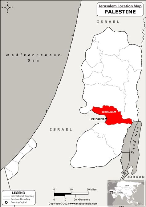 Jerusalem Israel Map Outline