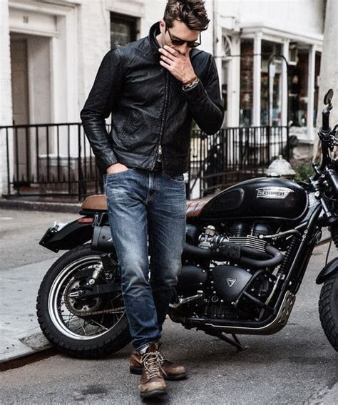 Jacket in Black: | Motorcycle outfit, Motorcycle outfit men, Biker photoshoot