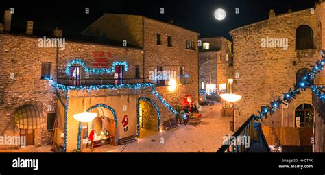 old village with Christmas lights Stock Photo - Alamy