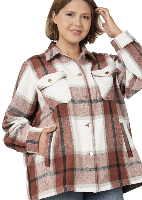 Zenana Oversized Yarn Dyed plaid Shacket with Pockets