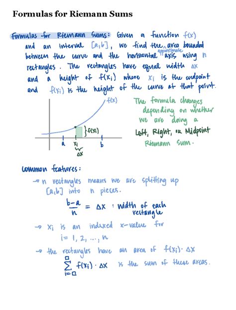 Riemann-sum-formulas - Calculus 1301A/B - Formulas for Riemann Sums ...