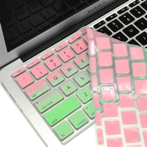 Pink & Light Green Faded Ombre keyboard Cover Silicone Skin for Macboo ...