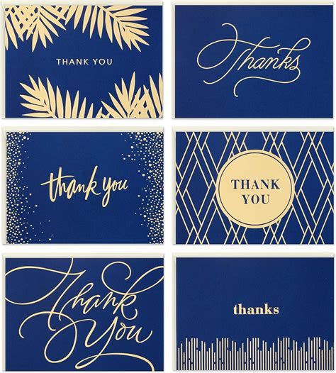 Buy Hallmark Thank You Cards Assortment, Gold and Navy 120 Thank You ...