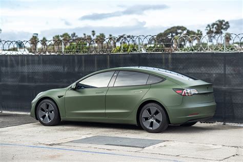 Matte Olive Green Tesla Model 3 Color Change Project ...