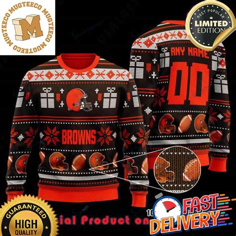 NFL Cleveland Browns Woolen Pattern Custom Name Ugly Christmas Sweater For Holiday 2023 Xmas ...